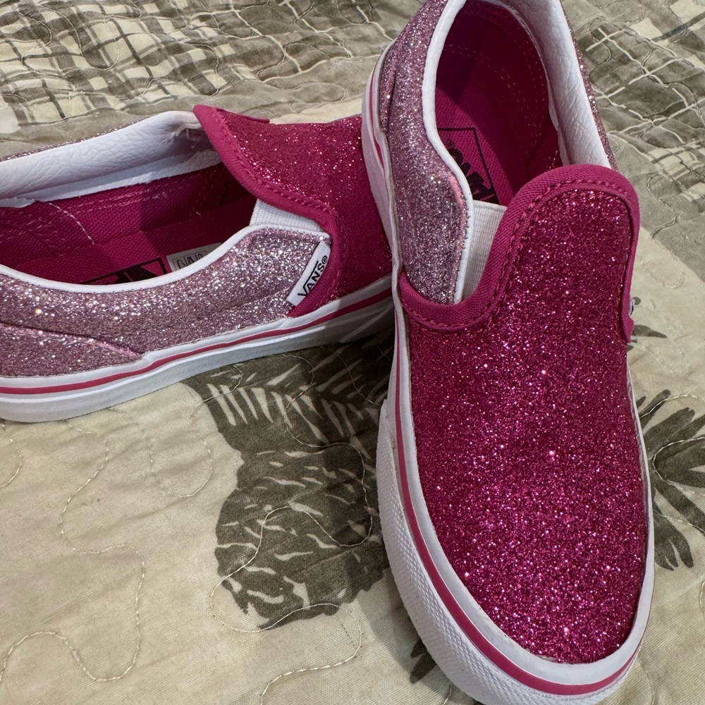 Vans Kids Sparkly Pink Slip-On Sneakers
